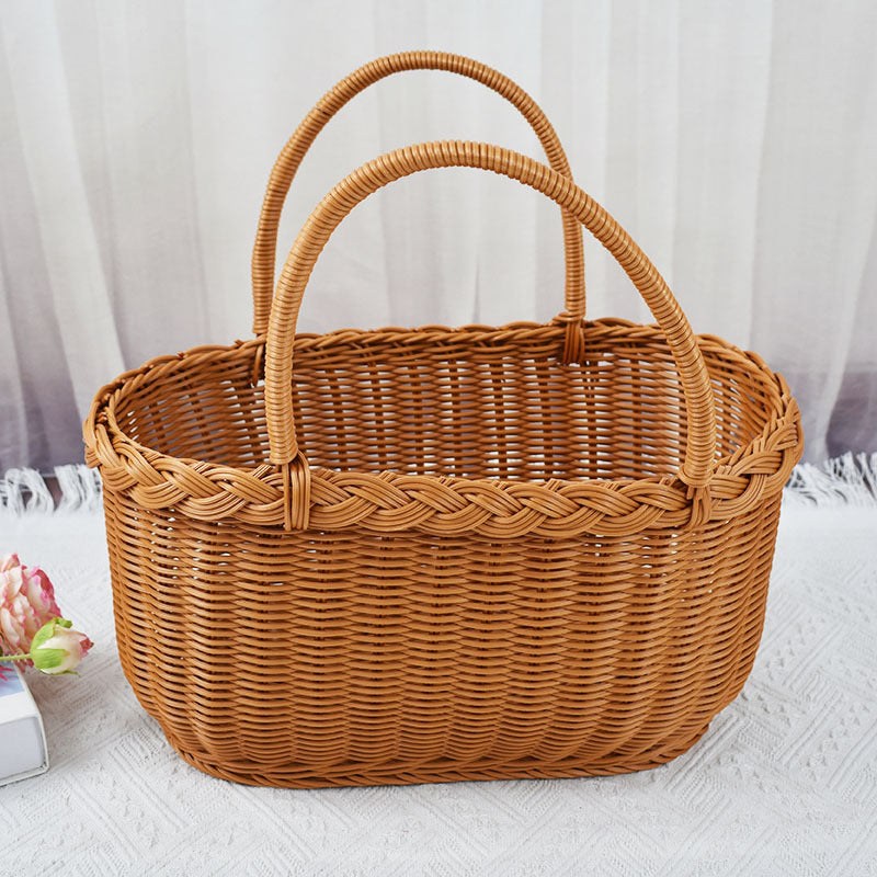 Handwoven Storage Basket with Braided Handles Kalsten