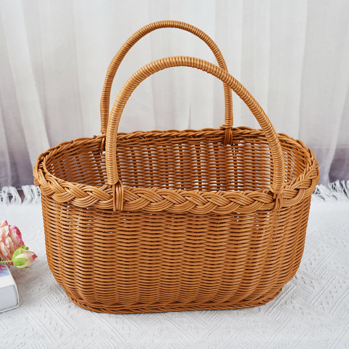 Handwoven Storage Basket with Braided Handles Kalsten