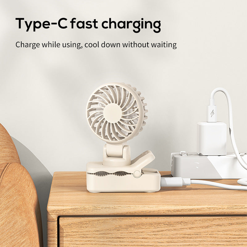 Unisex portable clip fan with folding head and rechargeable battery Kalsten
