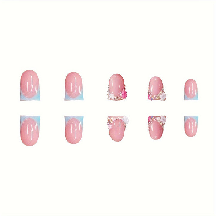 Floral Embellished Press-On Nails Kalsten
