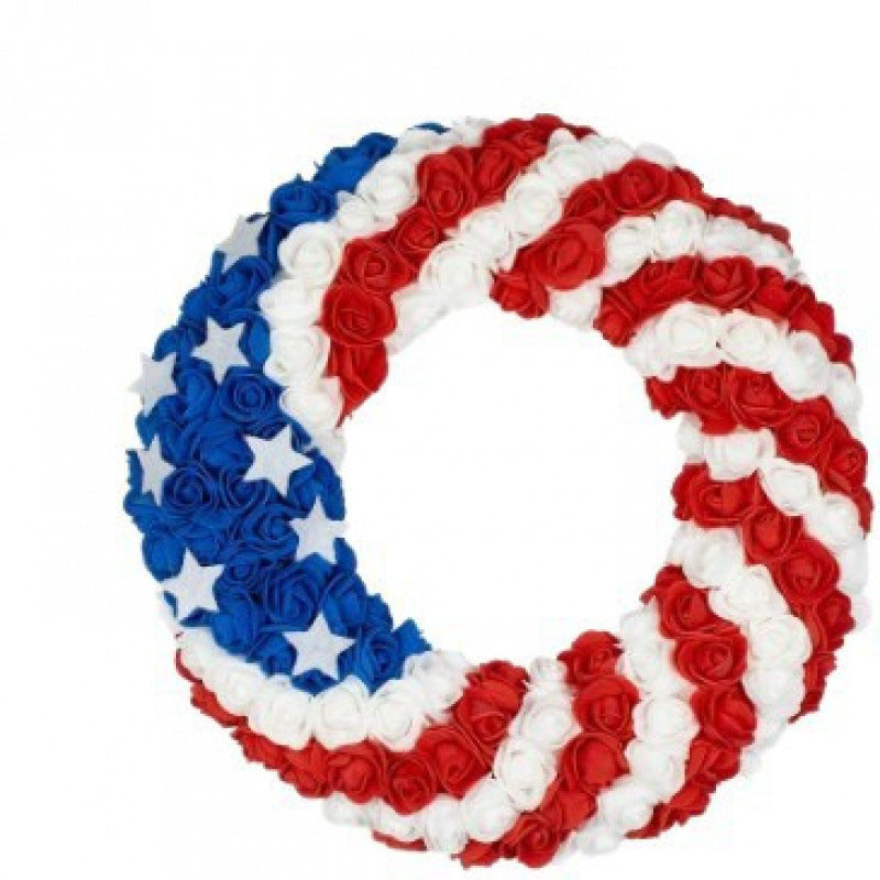 Unisex nan patriotic mesh sunflower wreath with star cutouts and rustic rope hanger Kalsten
