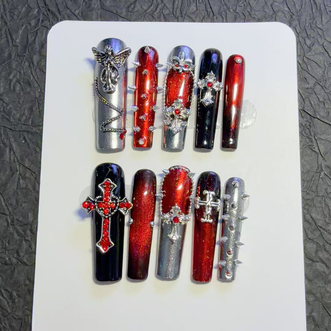 Gothic-Themed Decorative Press-On Nail Art Set