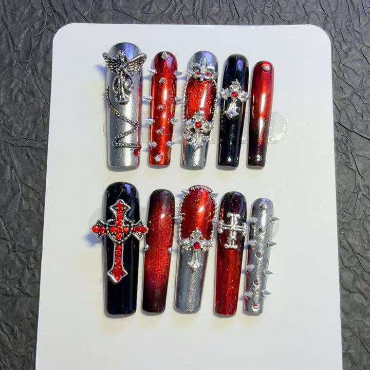 Gothic-Themed Decorative Press-On Nail Art Set