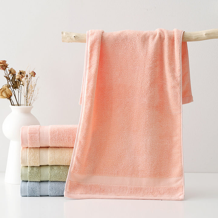 Plush Long-Staple Cotton Bath Towel With Dense Terry Pile And Chevron Dobby Border