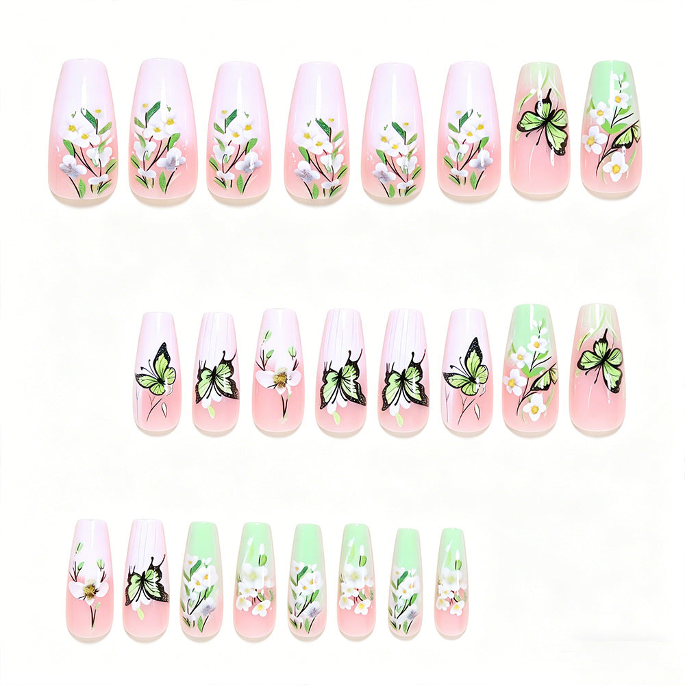 Artistic Butterfly and Floral Press-On Nail Set Kalsten