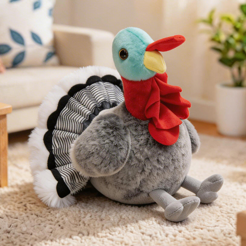 Lifelike Plush Hen Floor Cushion with Fluffy Faux Fur and Embroidered Face Kalsten