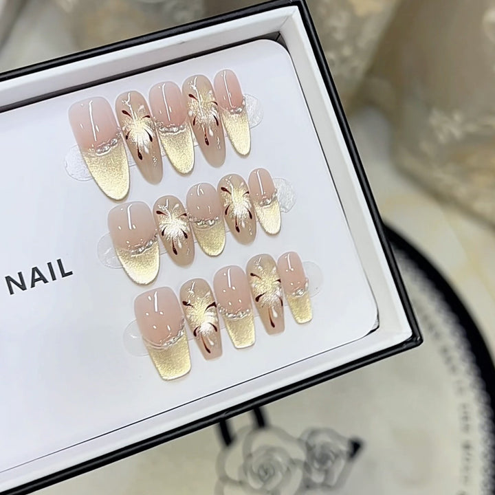 Artistic Floral Pattern Press-On Nail Set Kalsten