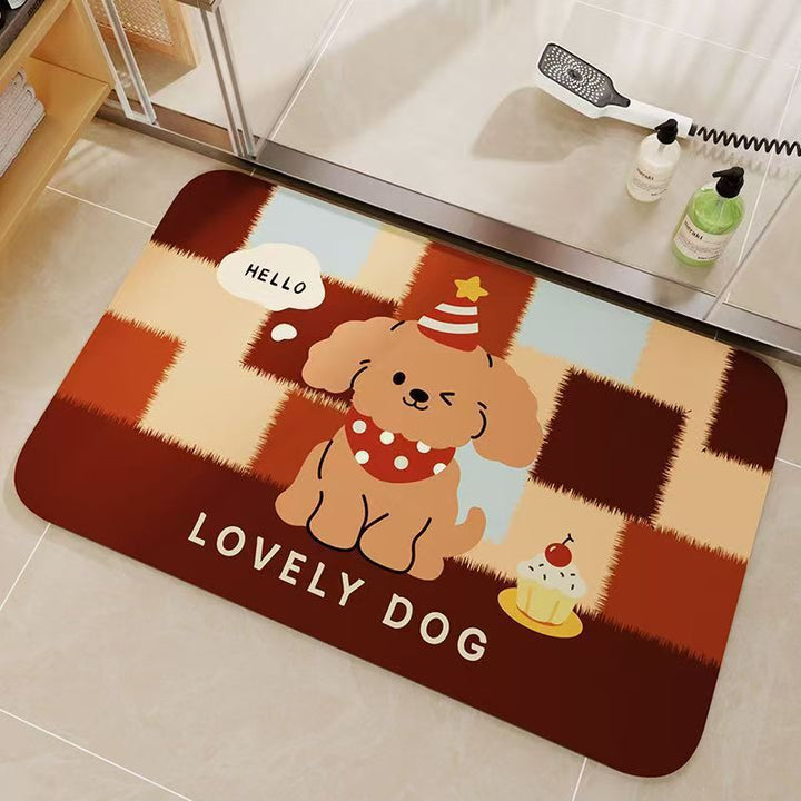 Cartoon Cat-Themed Bathroom Mat