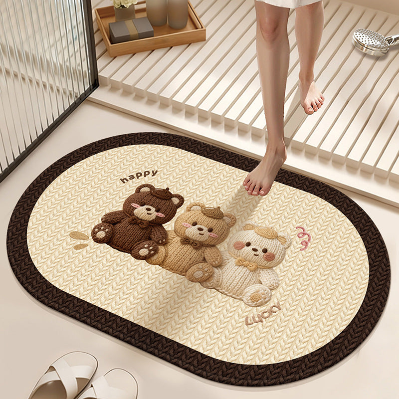 Absorbent Non-Slip Bath Mat with Winter Theme