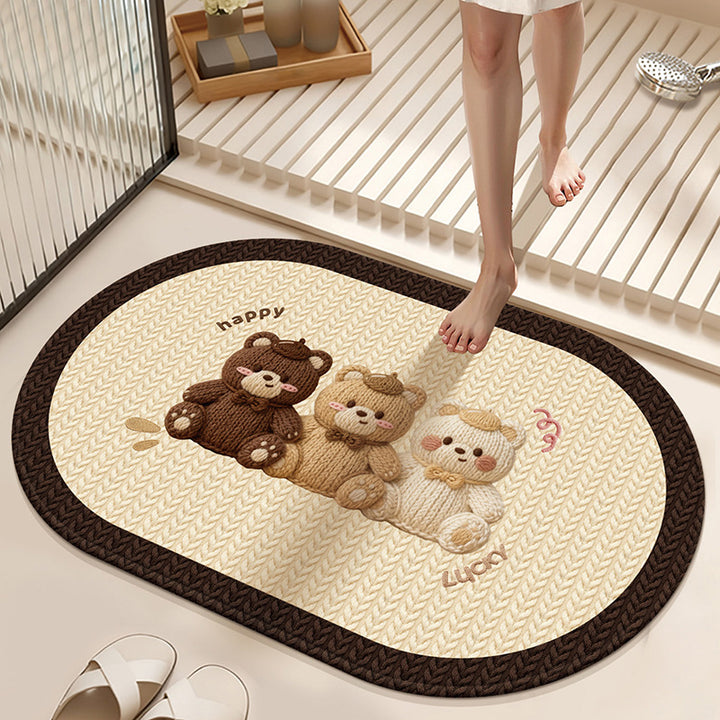 Absorbent Non-Slip Bath Mat with Winter Theme