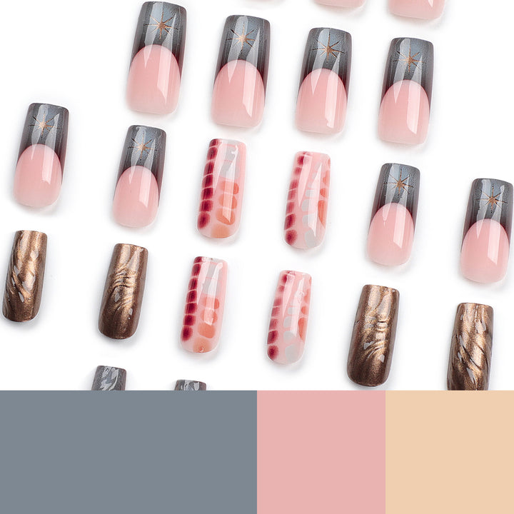 Artificial nail extensions with elegant floral design Kalsten