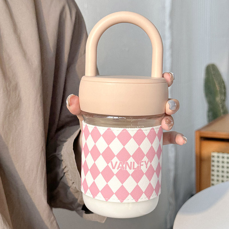 Women High-Quality Glass Drinking Bottle with Ergonomic Carrying Handle Kalsten