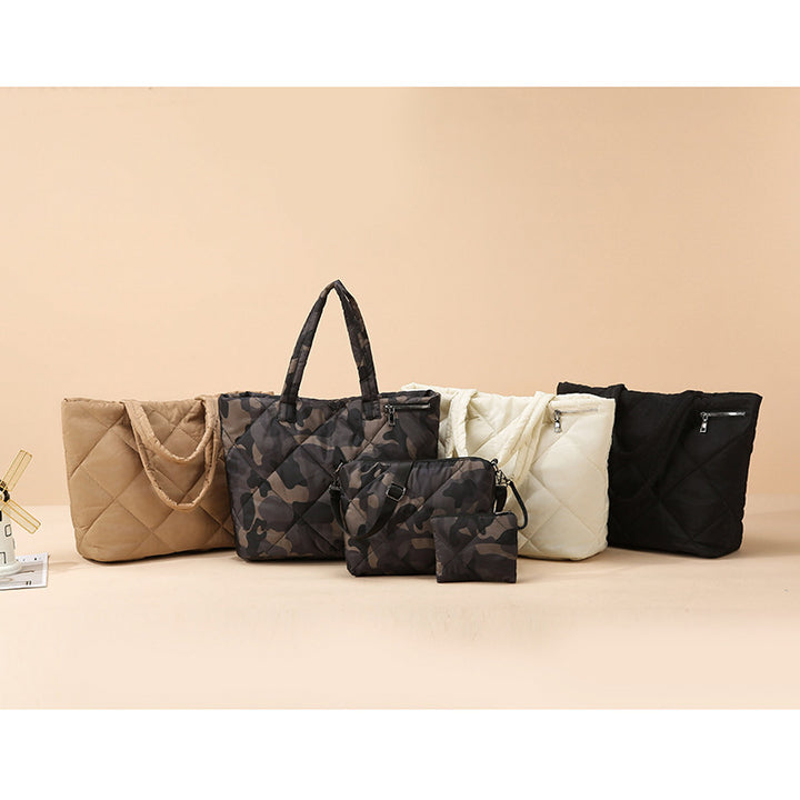 Quilted Camo Pattern Tote Bag Set