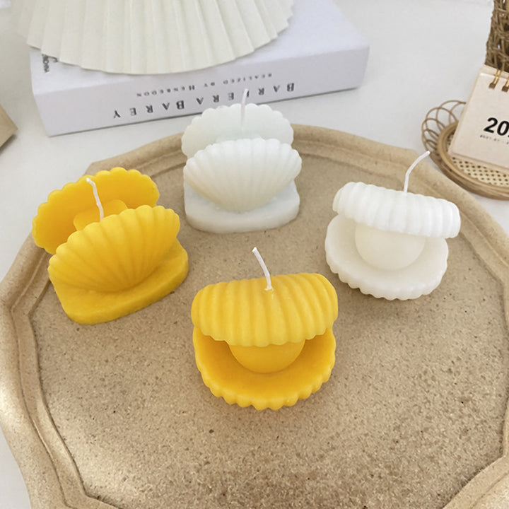 Clam-Shell Pearl Decorative Tabletop Candle