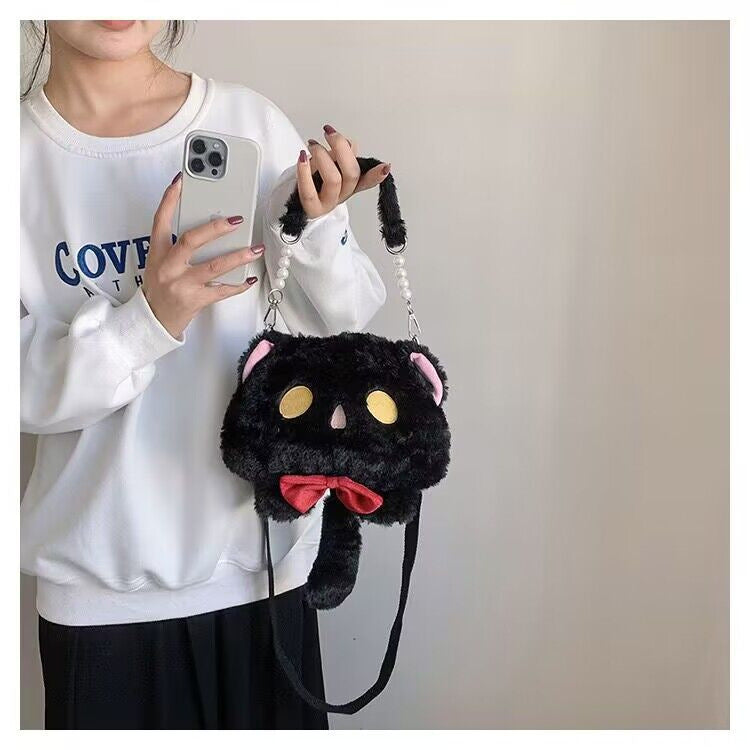 Plush Shoulder Bag with Cat Design Kalsten