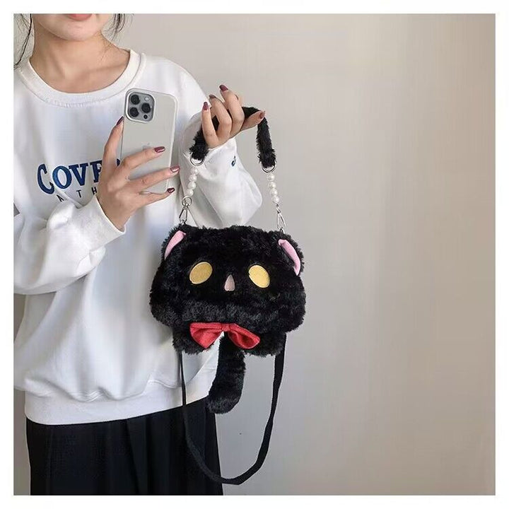 Plush Shoulder Bag with Cat Design Kalsten