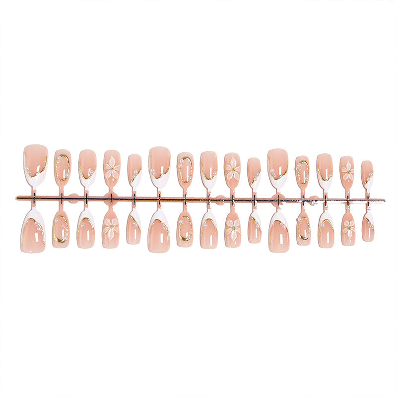 Artificial nail set with elegant floral design and glamorous 3D applications Kalsten