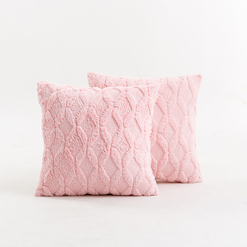 Textured Knit Diamond Tufted Square Throw Pillow Cover with Frayed Edge