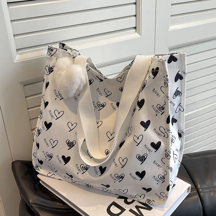 Cute Heart Patterned Tote Bag