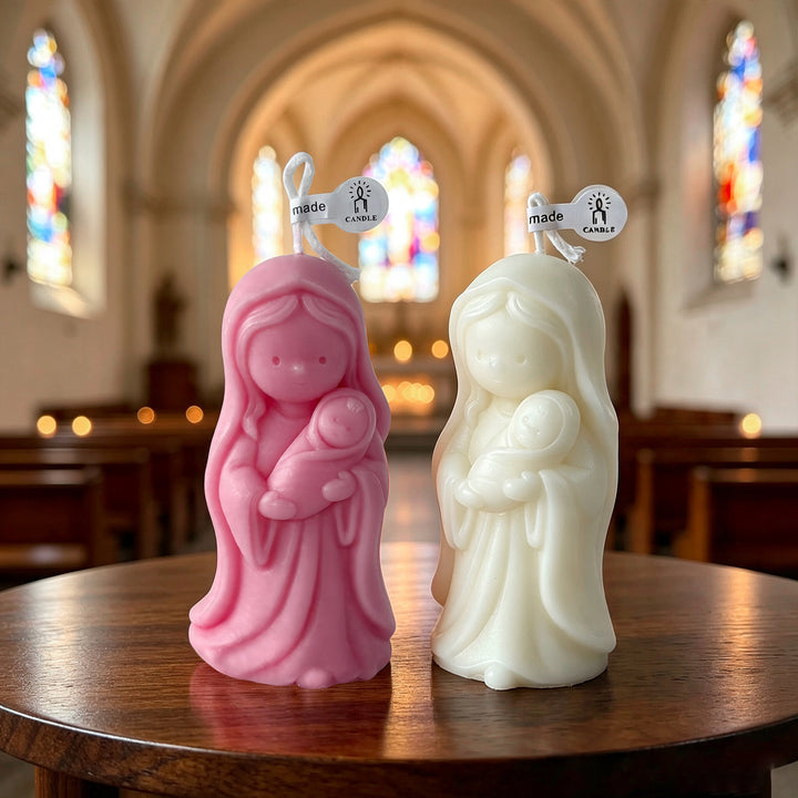 Sculptural Virgin Mary Candle Holder