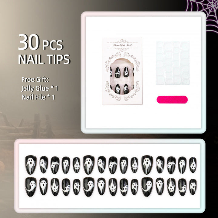 Ghostly-Themed Press-On Nail Art Set