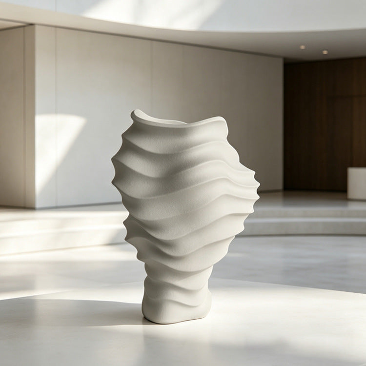 Elegant Contemporary Wave-Patterned Decorative Vase