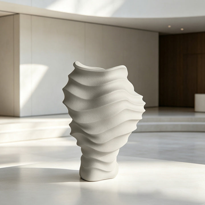 Elegant Contemporary Wave-Patterned Decorative Vase