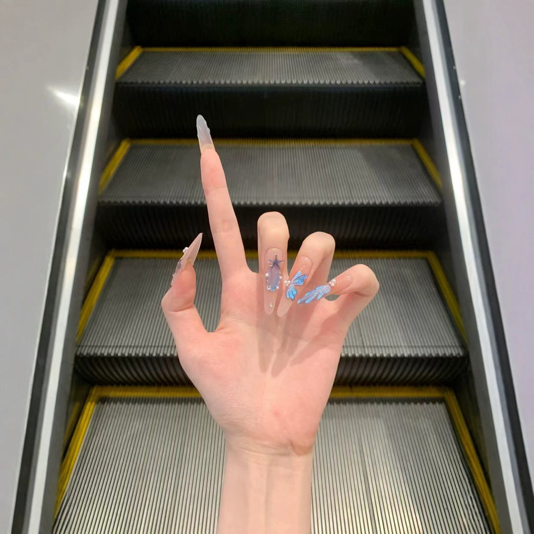 Decorative Press-On Nails with Artistic Design