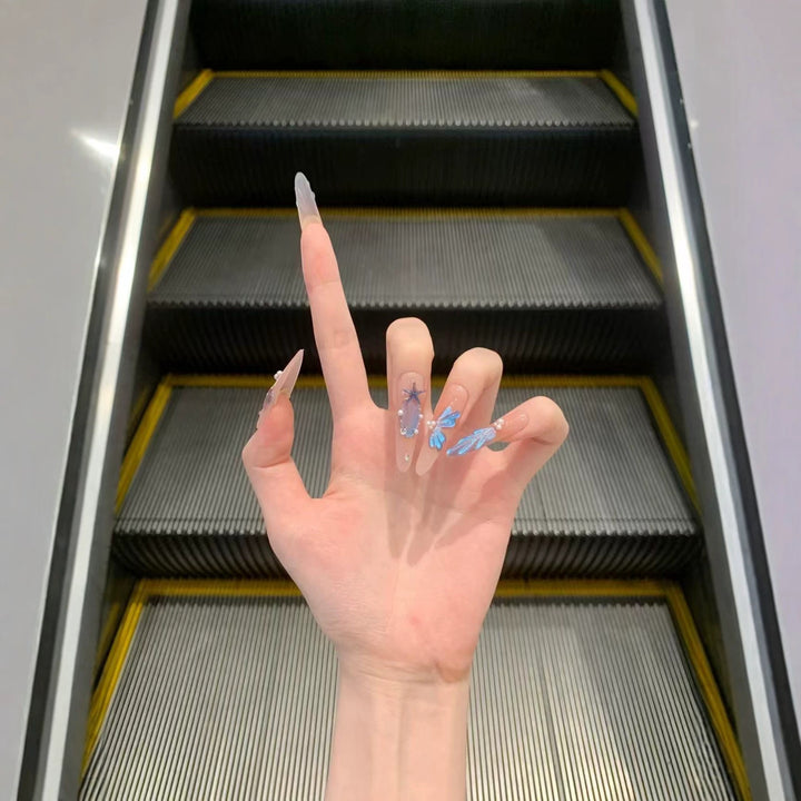 Decorative Press-On Nails with Artistic Design