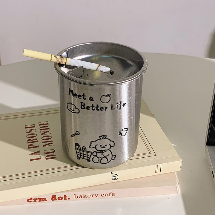 Stainless Steel Ashtray with Cute Animal Motif Kalsten