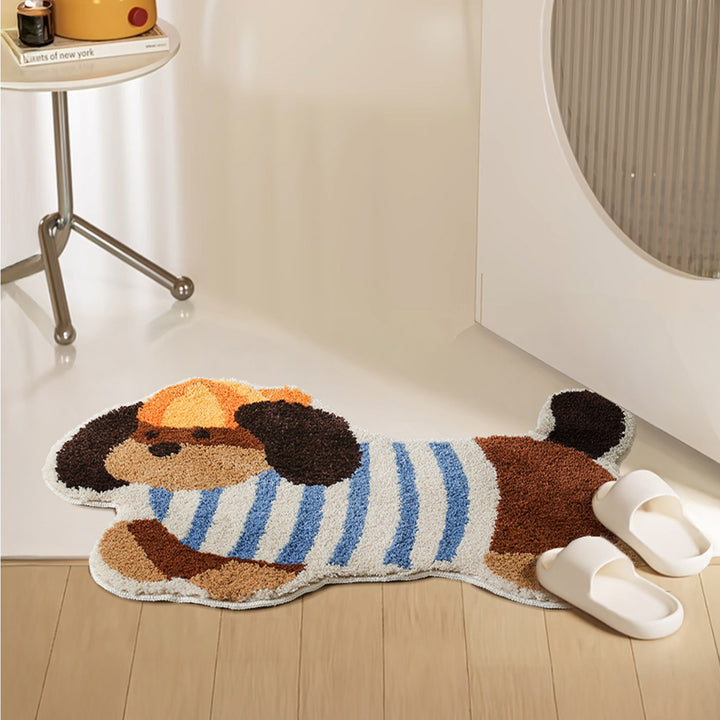 Shaped Dog Design Doormat made of Cotton Tufting with Anti-Slip Backing