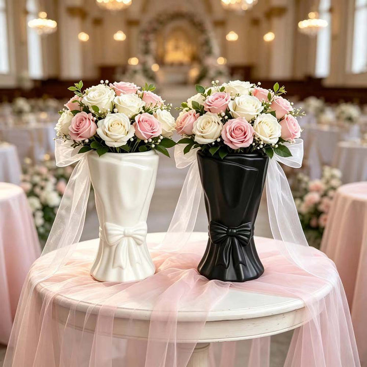 Elegant Bow-Detail Decorative Vase Kalsten