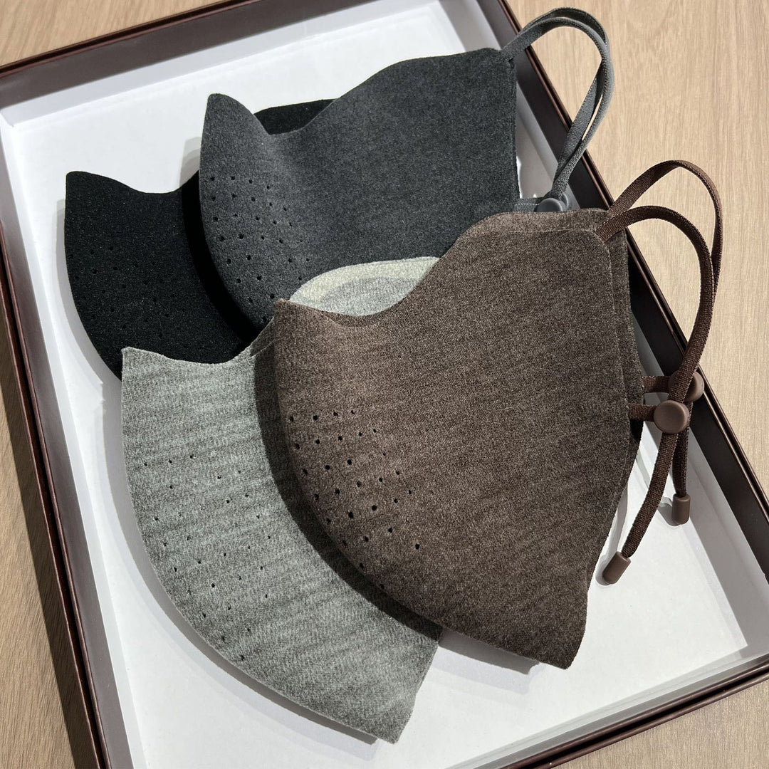 Contoured Perforated Reusable Fabric Face Mask with Adjustable Ear Cords Kalsten
