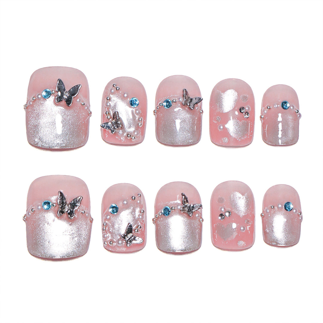 Artful artificial nails with elegant butterfly accents Kalsten