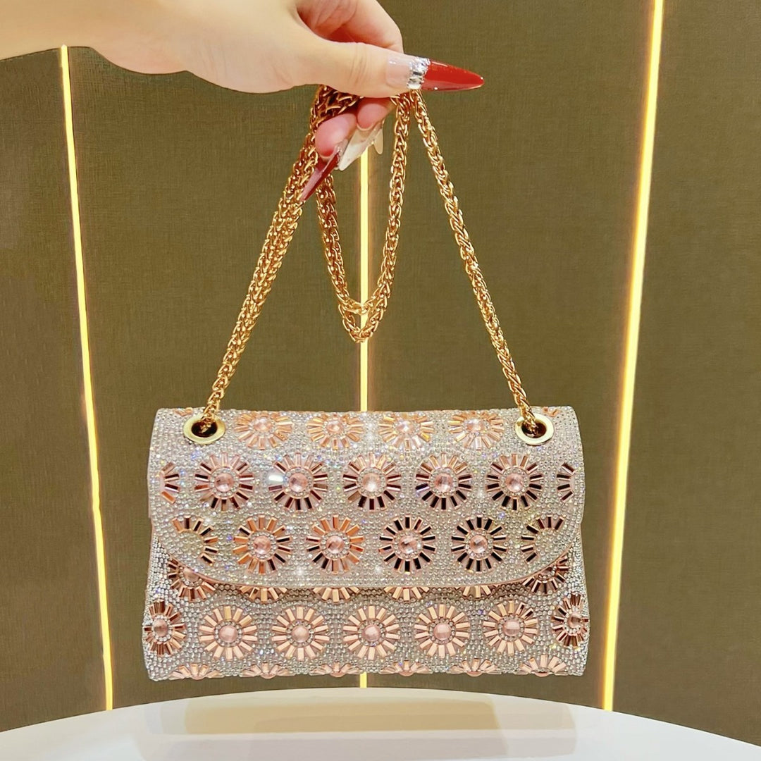 Decorative Flower-Embellished Evening Handbag