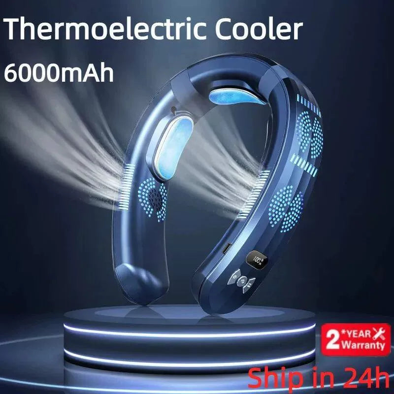 Unisex one size hands-free portable neck cooling fan with LED display and adjustable airflow Kalsten