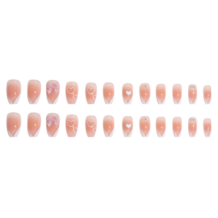 Decorative Press-On Nails with Heart and Bow Accents Kalsten
