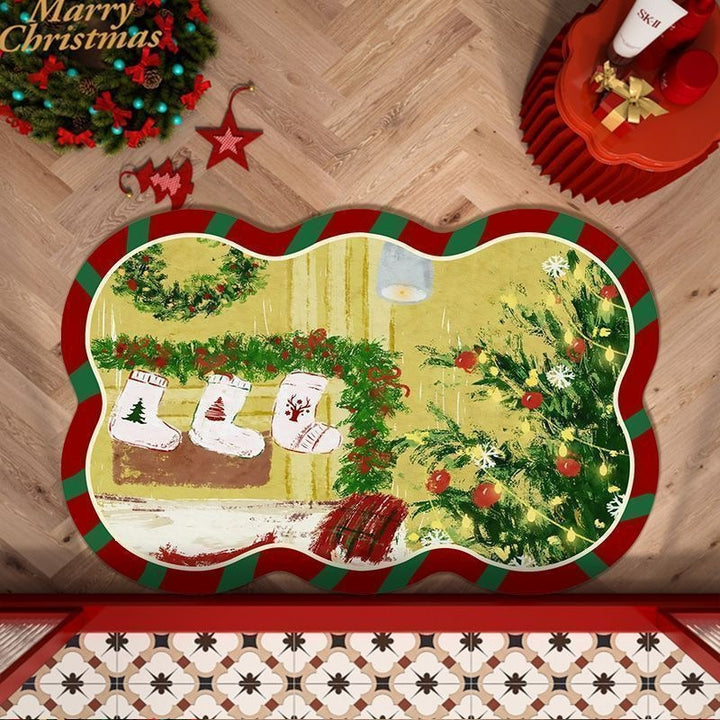 Whimsical Cat-Themed Holiday Floor Mat