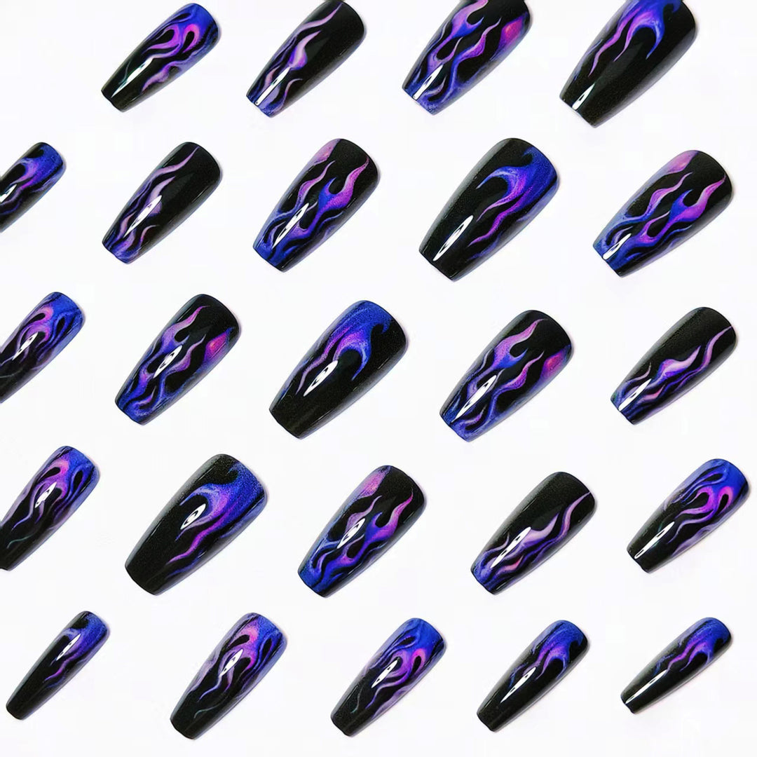 Artistic Flame-Patterned Nail Art Kalsten