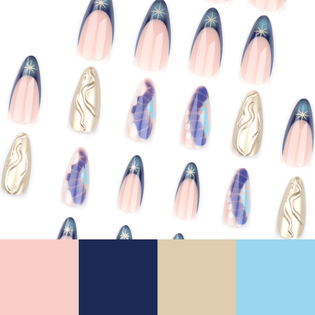 Artful stiletto nails with glitter and extraordinary design Kalsten