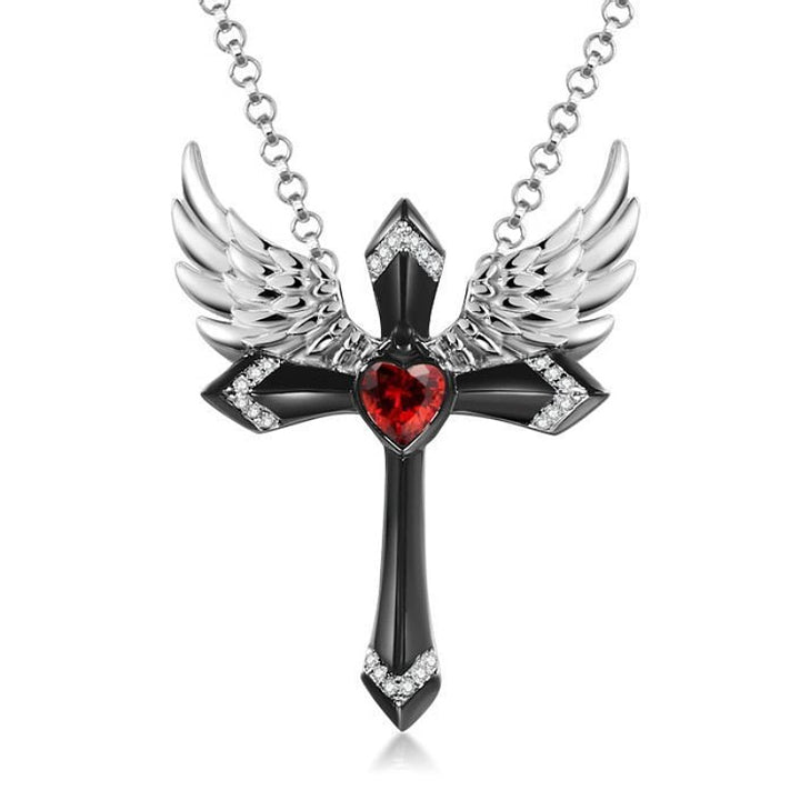 Gothic Angel Wing Cross Pendant Necklace Kalsten