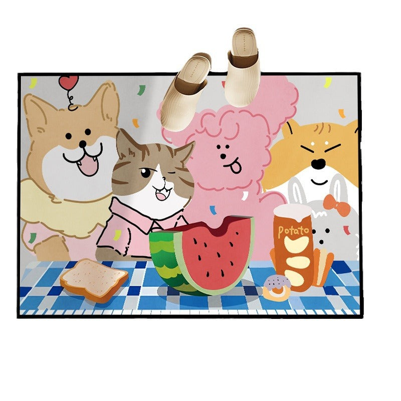 Playful Animal-Themed Decorative Bath Mat