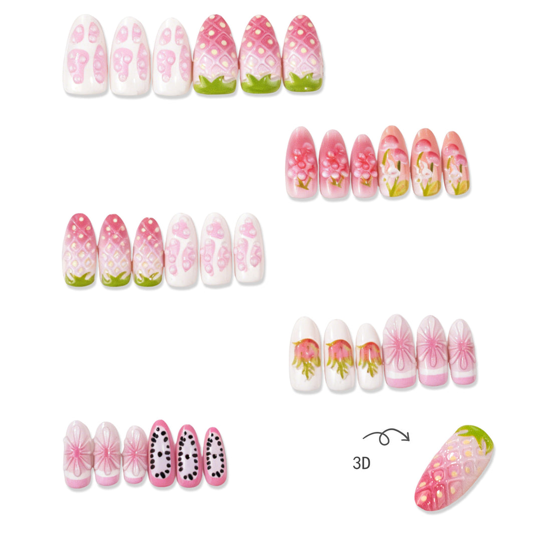 Fruit-Inspired Decorative Press-On Nail Art Set
