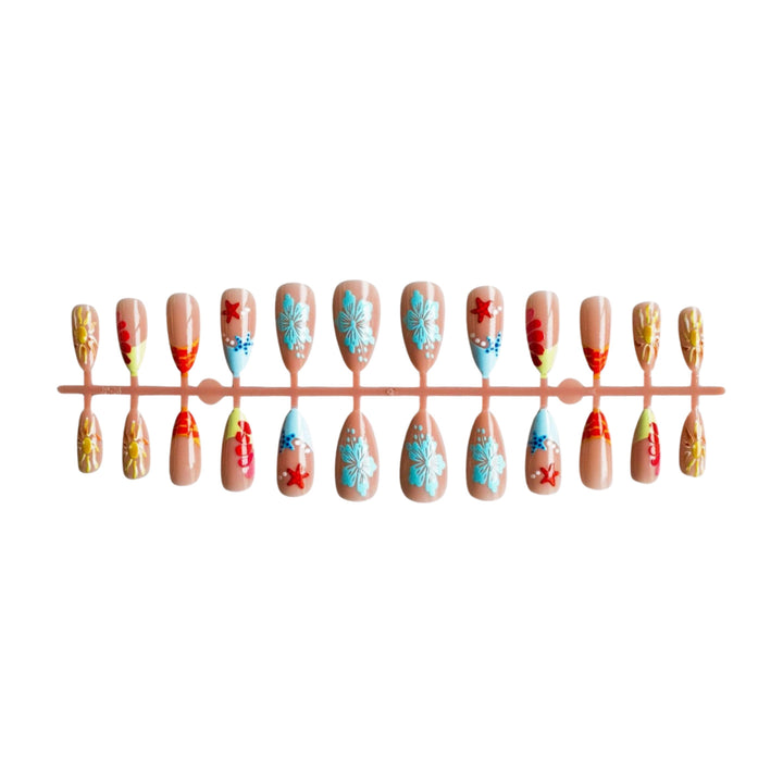 Artistic Summer-Themed Acrylic Nail Art Set