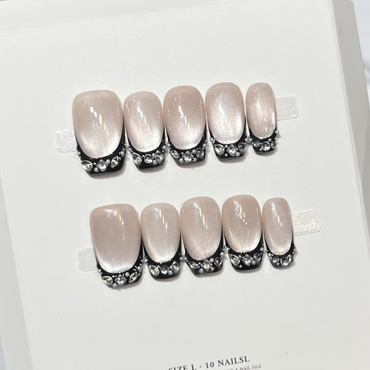 Decorative Rhinestone Tip Press-On Nails Kalsten