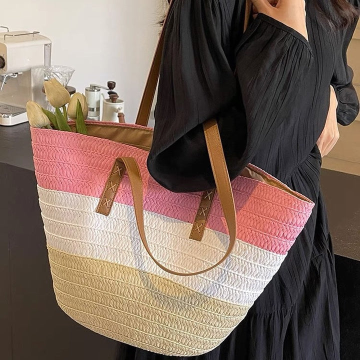 Padded Bast Bag with Decorative Leather Handles Kalsten