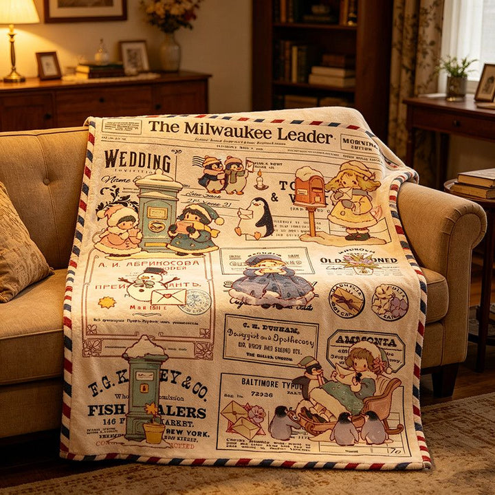 Cozy Vintage-Themed Fleece Blanket Kalsten