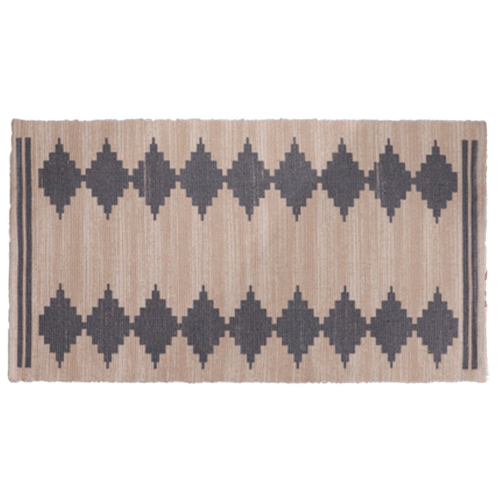 Flat-woven kilim rug with geometric ethnic pattern