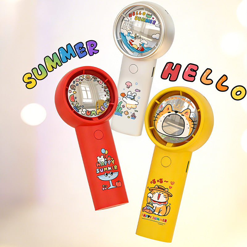 Ladies portable hand fan with playful bear design Kalsten