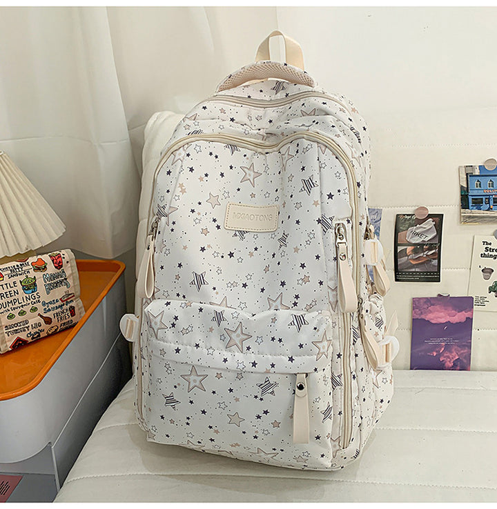 Stylish Star-Printed School Backpack Kalsten
